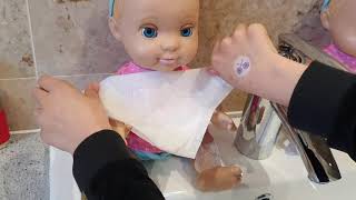 Baby Doll Morning Routine \ Catches Fish Water Toys