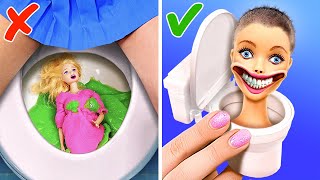 Barbie Doll Makeover🤡 Fire vs Water🔥💦 *DIY Tiny Barbie House and Hot Doll Vs Cold Doll*
