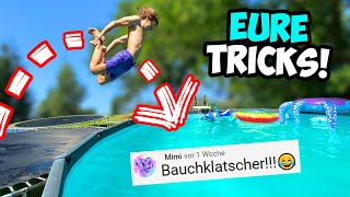 Wir machen EURE TRICKS in den TRAMPOLIN POOL!