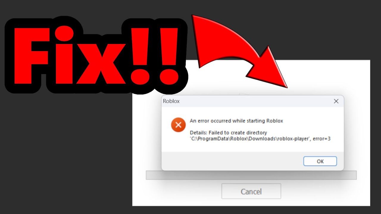 Installing Error : An error occurred while starting Roblox Studio, Details:  Failed to create directory, error = 3 - Platform Usage Support - Developer  Forum