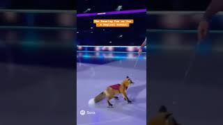 The Dancing Fox on Ice – A Magical Moment!#FoxOnIce #AnimalShow #IceSkating #CinematicAI #SoraVideo