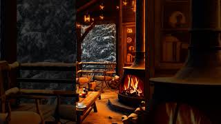 Winter Cozy Porch Ambience  Snowy Day with Relaxing Piano Jazz Music, Snowfall and Fireplace Sounds
