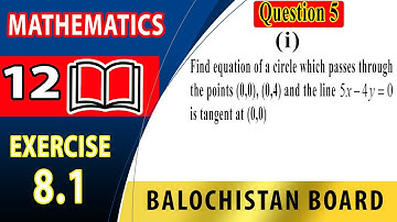 12th Math  Exercise 8.1 Question 5 Part (i) | Conic Section -1 |Equation of circle |maths class 12