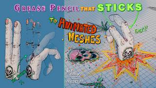 FINALLY! Make Grease Pencil to STICK to Animated & Deforming Meshes Quickly and Easily.