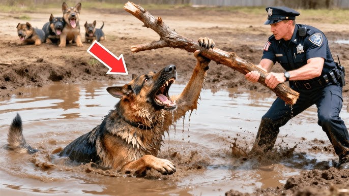 Police Officer Saw A Puppy Trapped In Quicksand Crying For Its Baby — What  Happened Next Shocked...