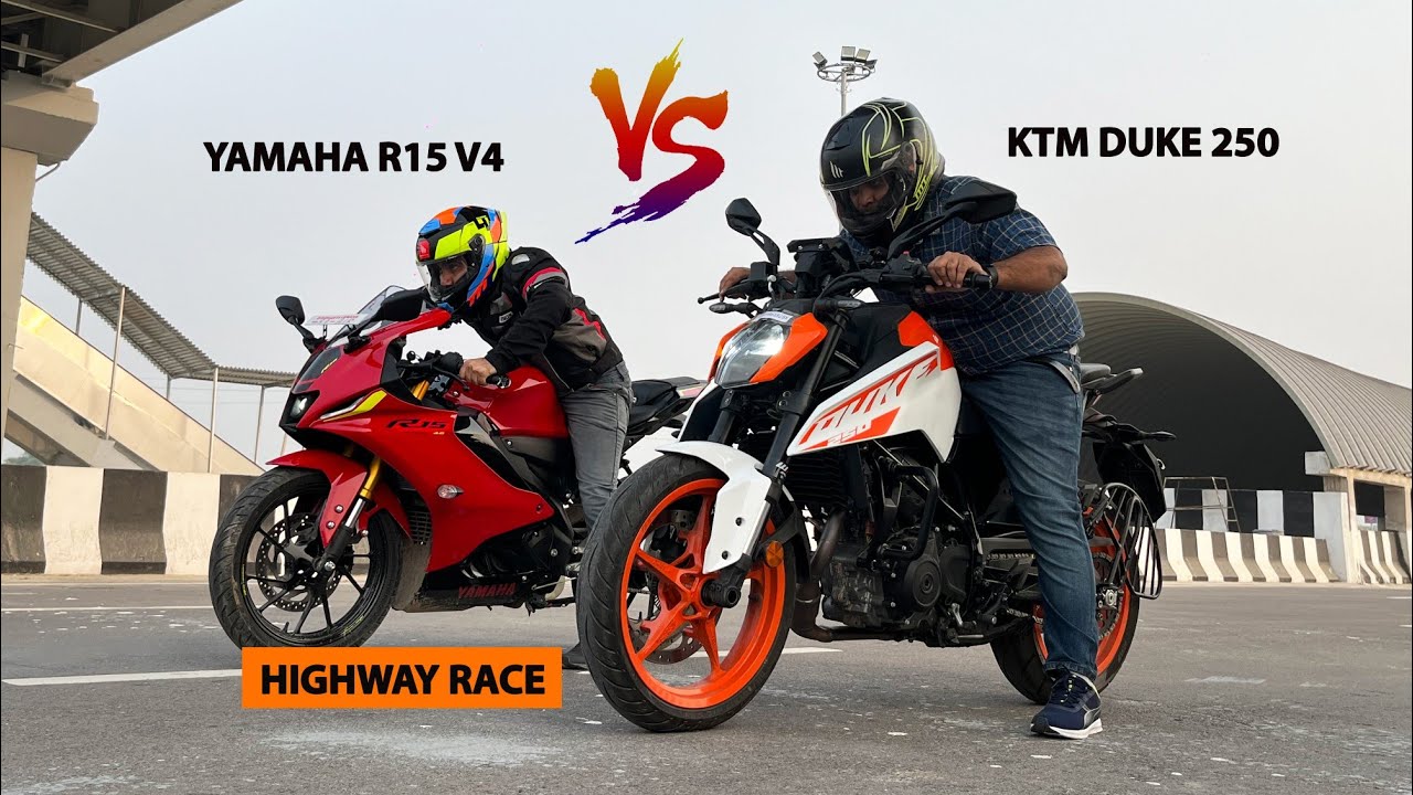 2023 Yamaha R15 V4 Vs Ktm Duke 250 Highway Race I Drag Race - YouTube