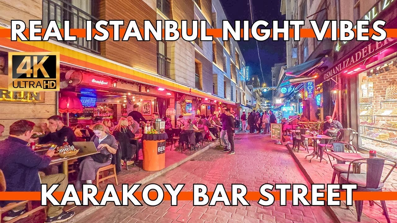 Istanbul Turkey Nightlife 2025 | Karakoy Bar Streets 4K Walk