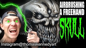 💀 100% Freehand Evil Skull Airbrush Art 🎨 | Beginner-Friendly Skull Tutorial #airbrushing #skulls