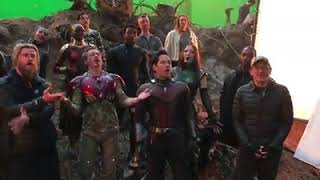 Robert Downey Jr singing Happy Birthday with the Avengers EndGame Cast