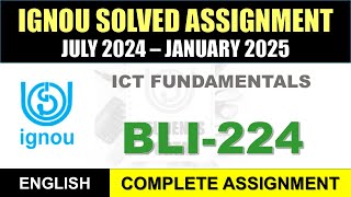 BLI 224 Solved Assignment 2024-25 || bli-224 solved assignment in English || July 2024 to Jan 2025
