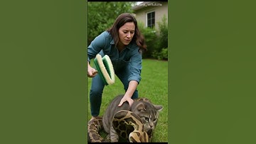 Cat Nearly Gets Eaten by a Python,But Watch What the Owner Does! #tabbycat #python #rescue #lovecat