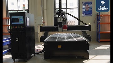 Blue Elephant 1325 ATC CNC with CCD camera and oscillating knife test video for American customer