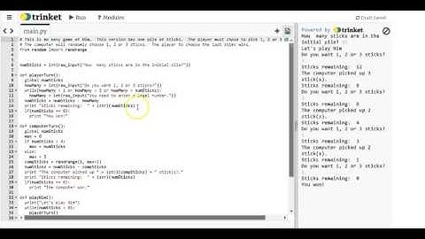 Nim Example in Python/Trinket (Part 1)