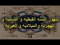 شهور السنه القبطيه و الشاميه و الهجرية والميلاديه و العبريه