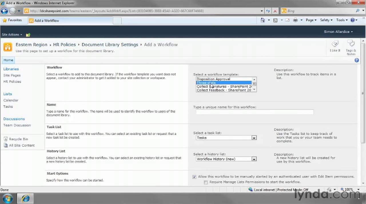SharePoint Using the predefined workflows lynda com tutorial YouTube 2 ...