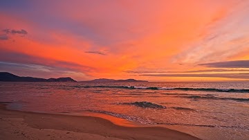 Pink Post-Sunset Glow on the Beach with Calm Ocean Waves | Relaxing ASMR for Deep Sleep | 3H in 4K