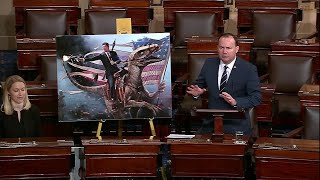 Sen. Mike Lee slams Green New Deal with Ronald Reagan, Sharknado posters