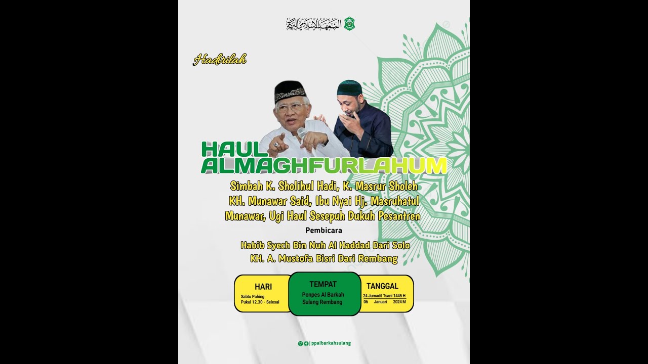 LIVE HAUL ALMAGHFURLAHUM Ponpes Al Barkah Sulang Rembang 06 JANUARI 2024 CBN AUDIO & SINAR SHOOTING