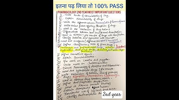 pharmacology most important questions 2nd year B.pharm / D.pharm #pharmacy semester exams