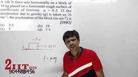 FRICTION | A 100N force acts horizontally on a block of 10 Kg placed on a horizontal