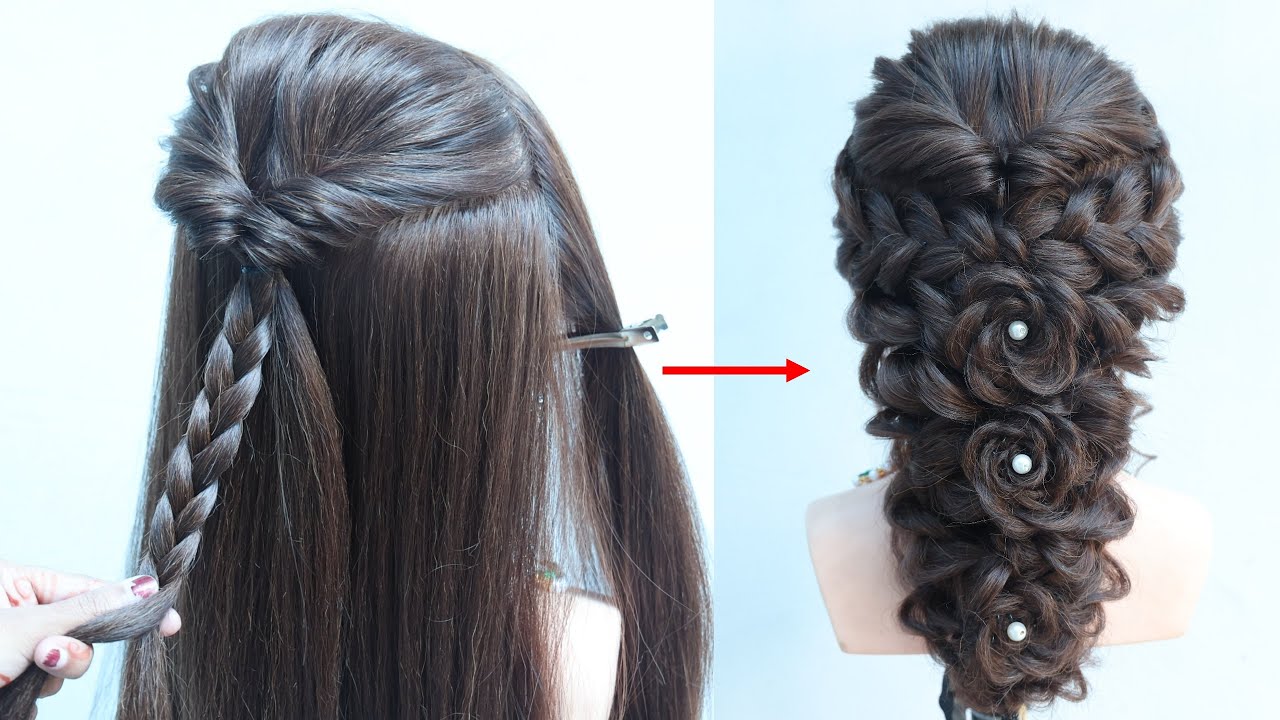 glamorous hairstyle for gown | hairstyle for long hair - YouTube