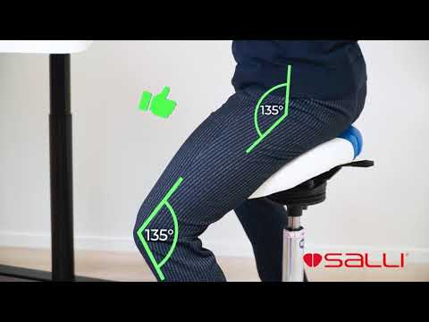 Ергономічний стілець-сідло Salli Chin з двосекційним сидінням (Чорний екошкіра) для правильної постави, видео 4