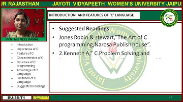 Jayoti Vidyapeeth -  Faculty of Engineering and Technology - Introduction and features of C Language