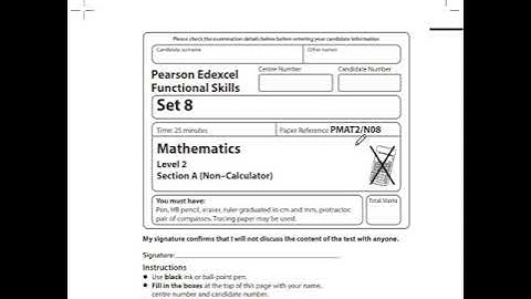 Edexcel Functional Skills Level 2 Maths Set 8 Non-Calc Walkthrough