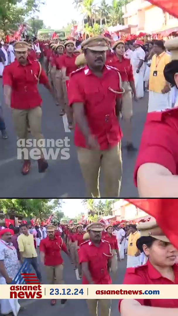 ചൊങ്കൊടിയേന്തി റെഡ് വോളണ്ടിയർ മാർച്ച് നയിച്ച് മേയർ ആര്യ രാജേന്ദ്രൻ