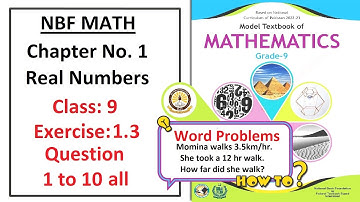 Math Class 9 (NBF) Exercise 1.3 Questions 1, 2, 3, 4, 5, 6, 7, 8, 9, 10  -   Full solution – (FBISE)