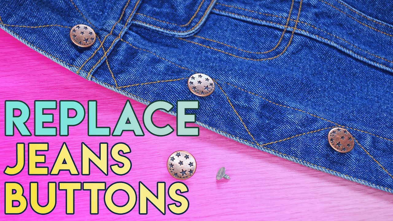 How to change jeans buttons on a denim jacket - YouTube