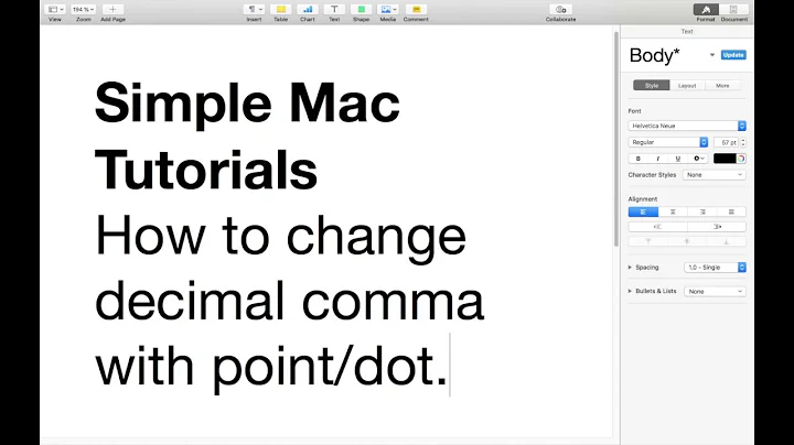 How to change Decimal Comma to Point/Dot in Mac (Excel/Numbers)
