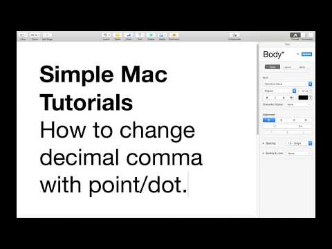 How to change Decimal Comma to Point/Dot in Mac (Excel/Numbers)