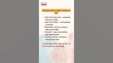 5 Cheat Codes I Wish I Knew at 20 #motivation #lifelessons  #quotes