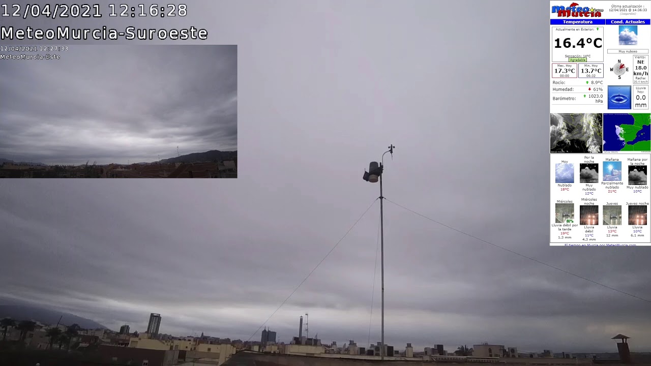 MeteoMurcia.com en directo. Meteorología de la ciudad de Murcia, en TIEMPO REAL.