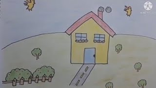 رسم سهل/رسم بيت easy drawing/house drawing