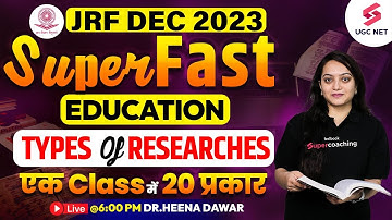 UGC NET DEC 2023 Education | Types of Researches in Education | JRF Dec Education | Heena Ma