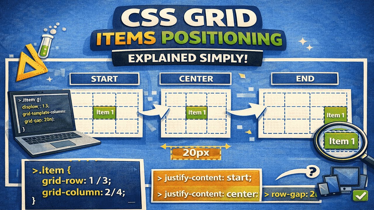 CSS Grid Items Positioning Tutorial in Hindi Urdu - YouTube
