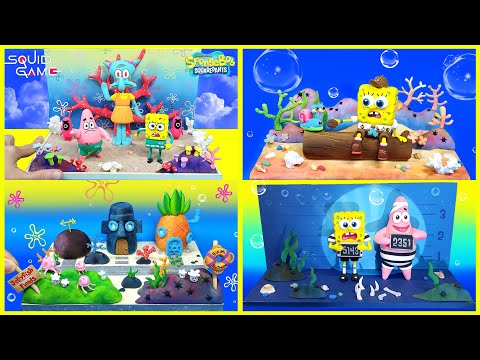 #how 4 <strong>DIY</strong> Miniature Spongebob Clay diorama Collection ♥Spongebob movie♥SQUID <strong>GAME</strong>♥Bikini Bottom