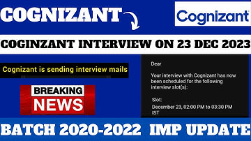 BIG UPDATES FROM COGNIZANT | COGNIZANT INTERVIEW INVITE | INTERVIEW ON 23 DEC 2023