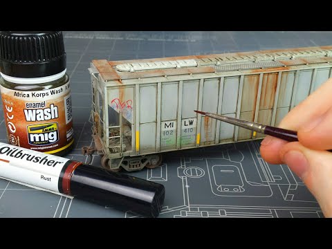 HO SCALE Covered Hopper Paint & Weathering Tutorial (basic rust, patches, graffiti)