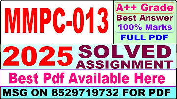 MMPC 013 solved assignment 2025 || mmpc 013 solved assignment 2025 in English || ignou mmpc013 2025