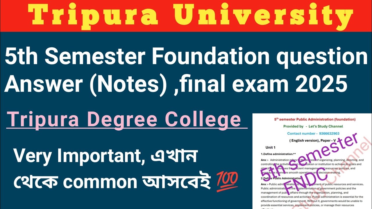tripura university 5th semester Foundation Suggestions 2025 | 