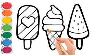 easy ice cream drawing tutorial for kids.drawing and colour #colours #howtodrawicecream