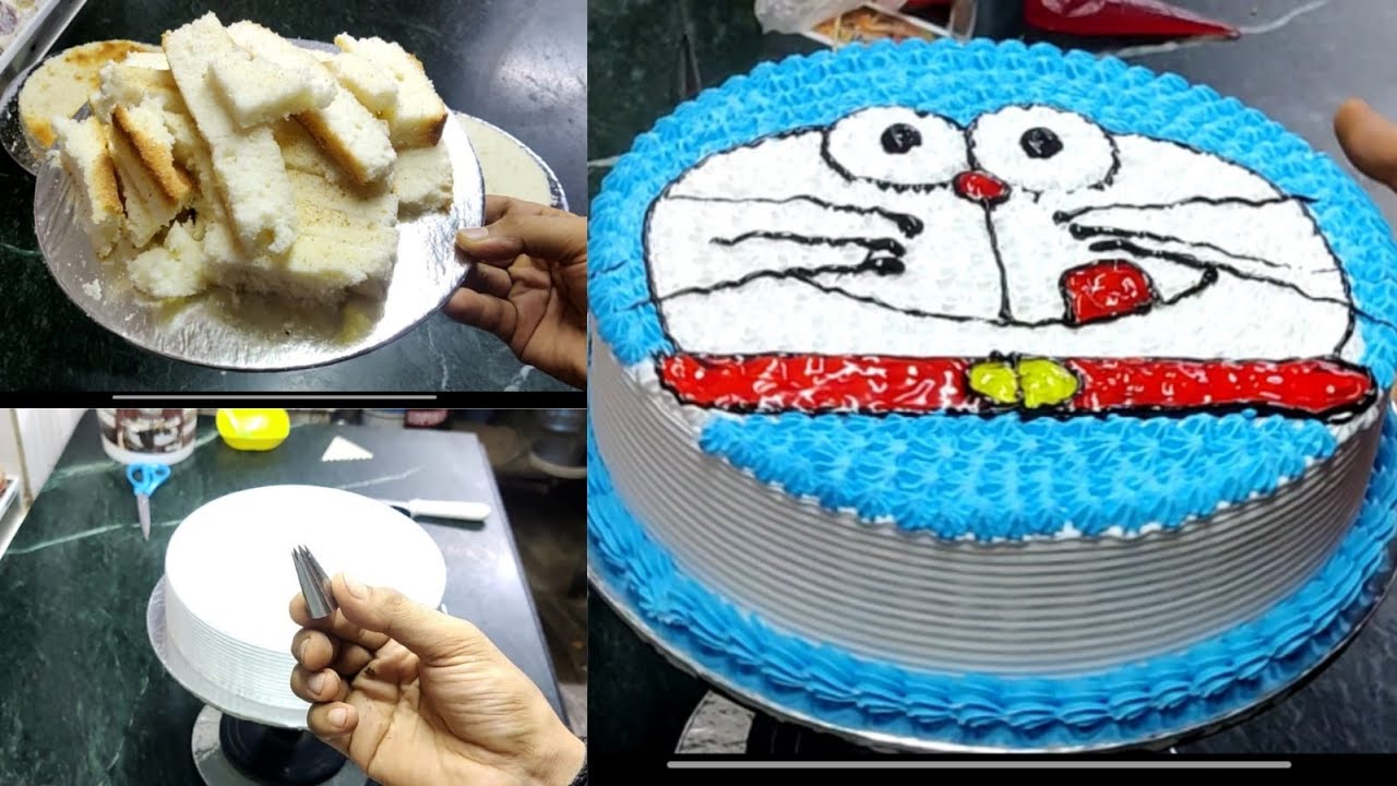 Doraemon cake || Doraemon face cake idea || cake's topping - YouTube