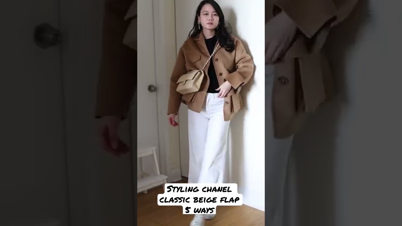 Neutrals ❤ casually styled Chanel medium classic flap in beige