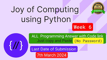 NPTEL The Joy of Computing using python week 6 all 3 programming assignment answer with link of code