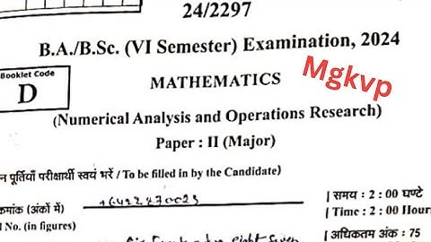 Bsc 6th semester maths 2nd paper mgkvp numerical analysis and operational research