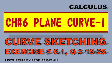 Lecture#13 || Ch#6 Plane Curve-I || Exercise # 6.1, Q# 19-25|| Curve Sketching||Calculus||S.M Yousaf