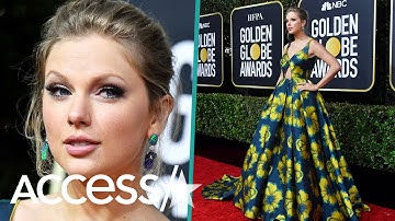 Taylor Swift Channels Flower Power In Bold Ball Gown On Golden Globes Red Carpet